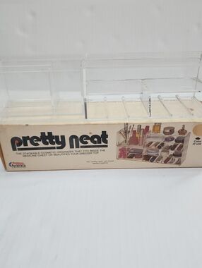 Vintage Pretty Neat Stackable Cosmetic Organizer Clear Color 1982 NOS in Box